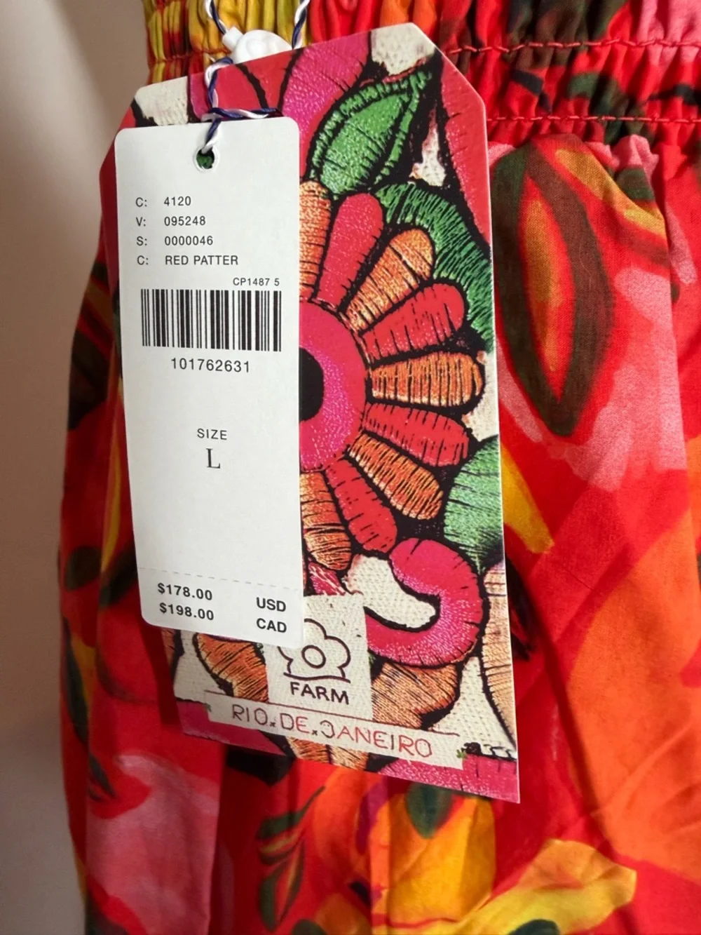 NEW Farm Rio Anthropologie Fruit Print -SZ L- Tiered-Flare Midi Skirt Orange Red